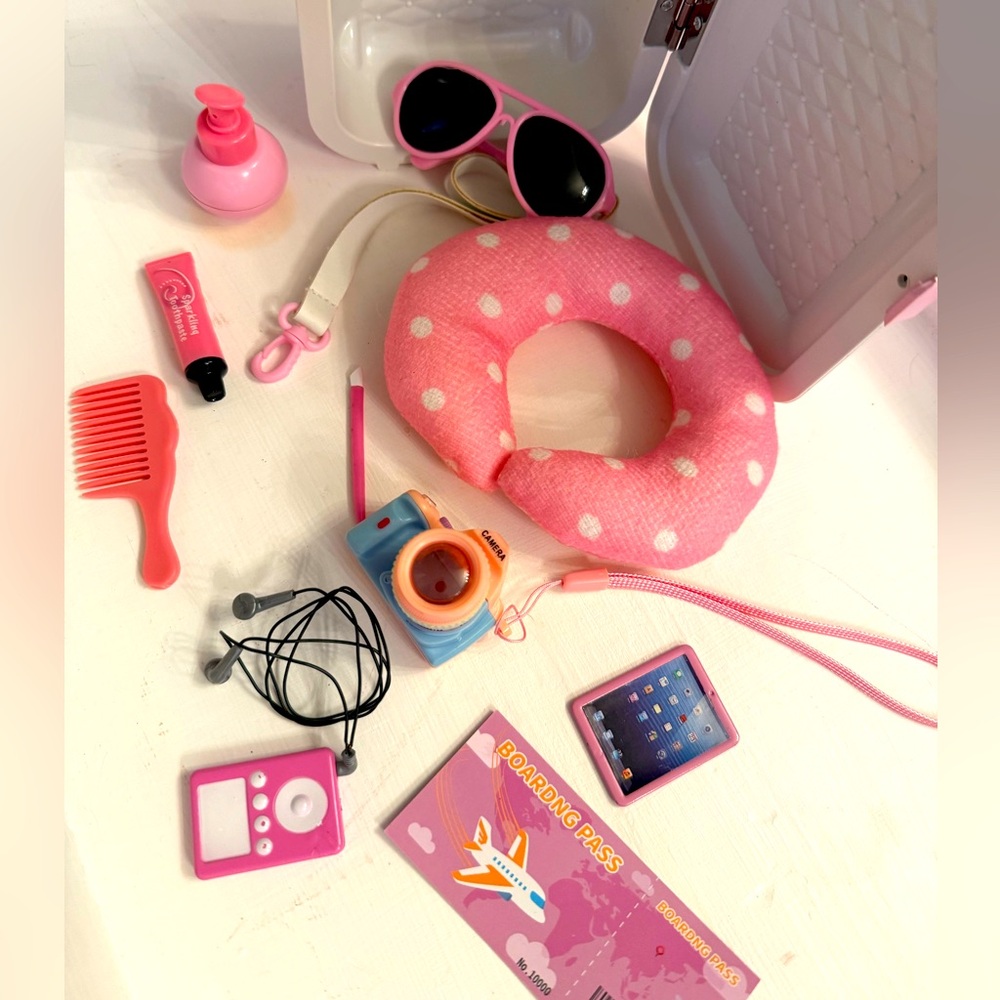 Pink Polka Dot Kids Travel Toy Set (American Girl doll size)